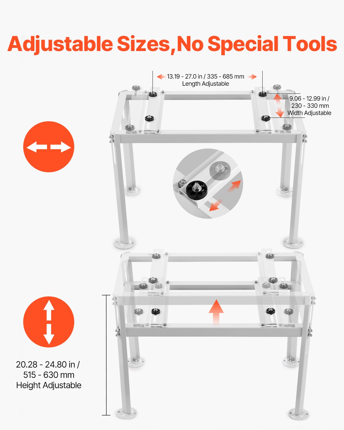VEVOR Soporte de Suelo para Minisplit Ajustable y Antivibración para Aire Acondicionado sin Conductos 9000-18000 BTU Soporte de Base Resistente Capacidad de Carga Máxima de 200 kg, 85 x 43 x 60 cm