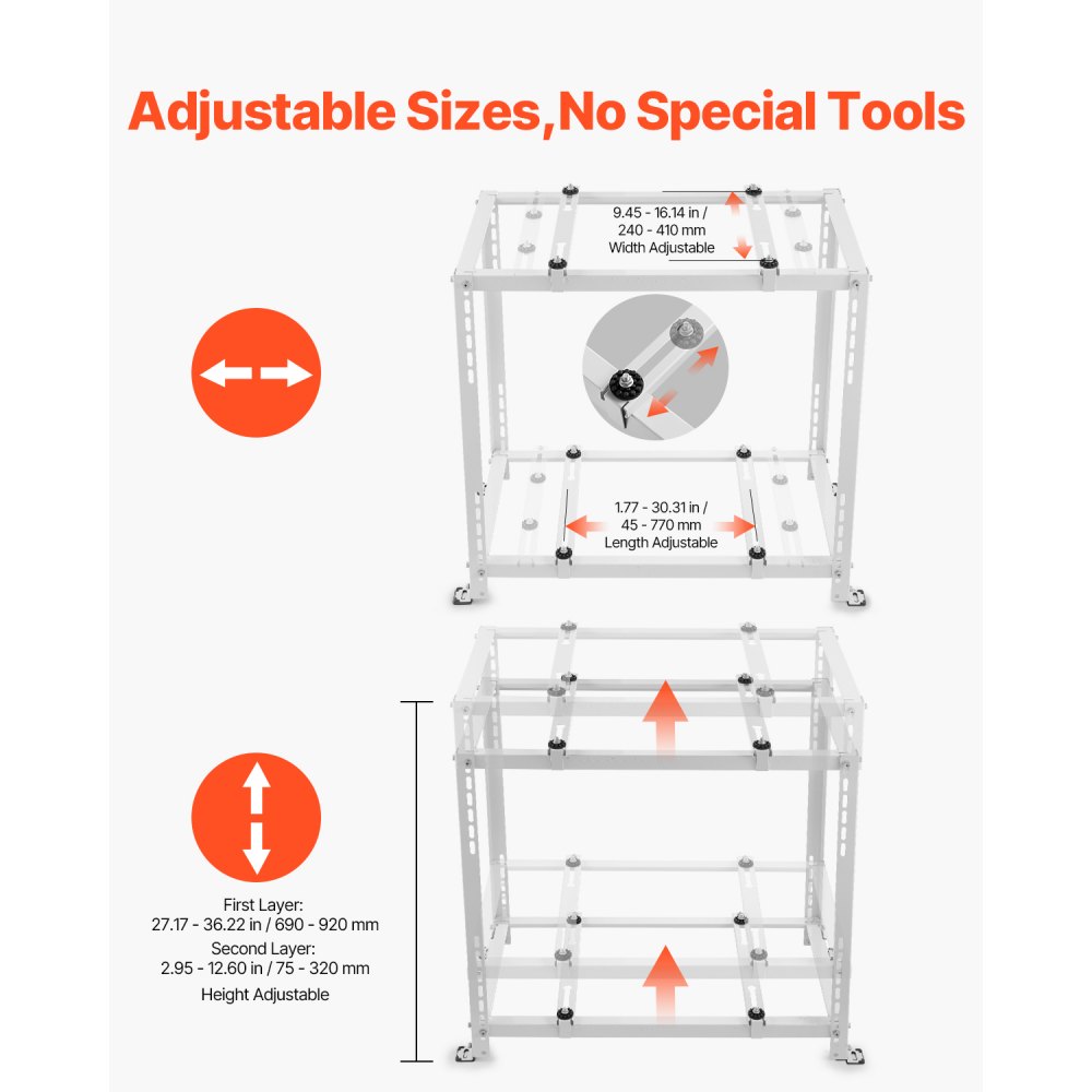 VEVOR Air Conditioner Floor Stand, Mini Split Stand for 9000-18000 BTU Ductless Air Conditioner Heat Pump, AC Base Bracket for Floor Mounting with Max. 250 kg Load Capacity, Two Levels