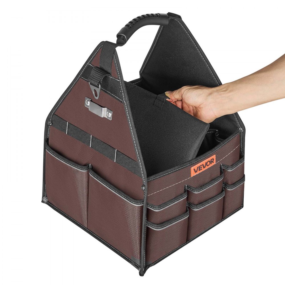 VEVOR Bolsa de Herramientas de 330 mm con 45 Bolsillos, Apertura Superior, Bolsa Organizadora Portátil con Correa de Hombro Ajustable, Asa, Cremallera Grande para Electricistas Mecánicos Contratistas