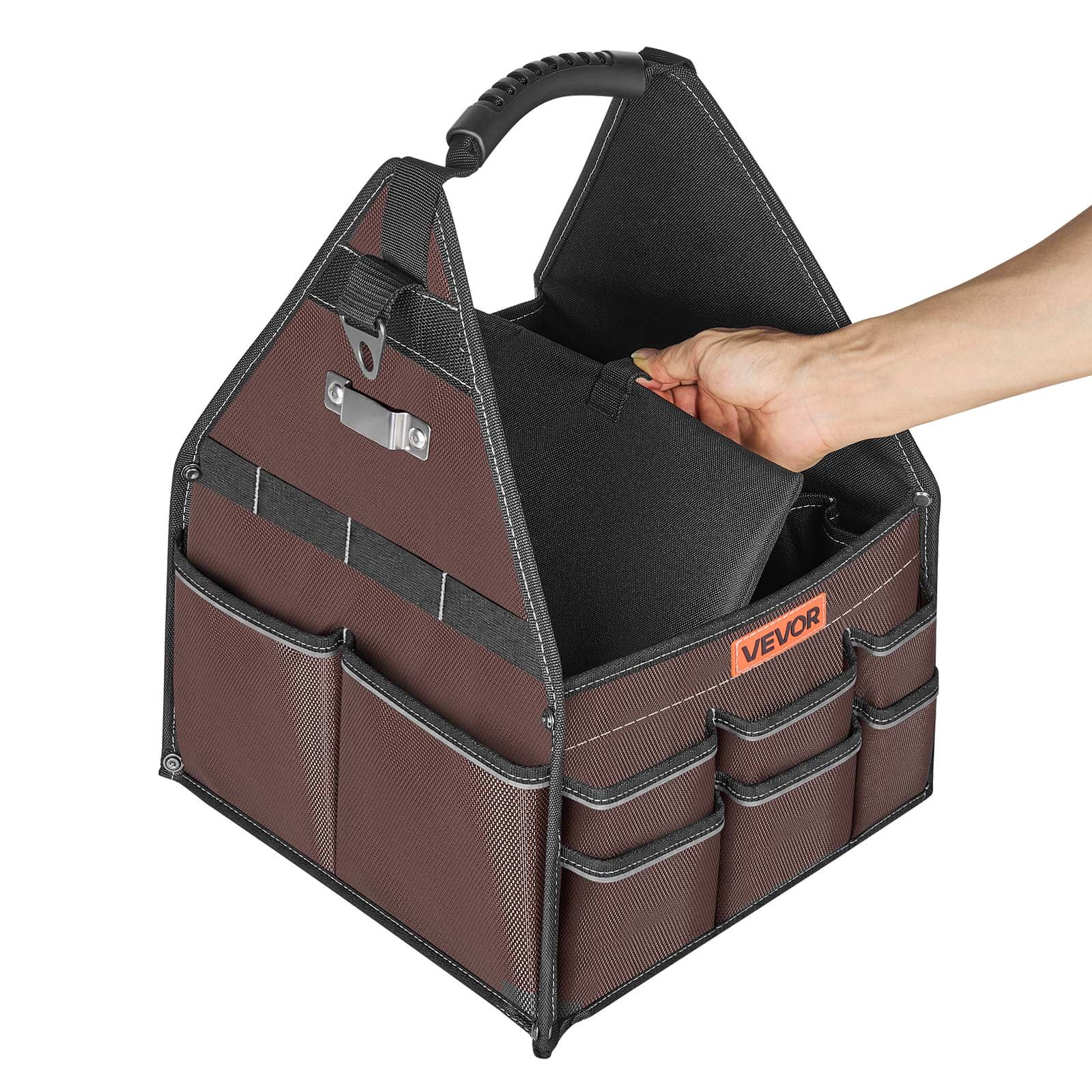 VEVOR Bolsa de Herramientas de 330 mm con 45 Bolsillos, Apertura Superior, Bolsa Organizadora Portátil con Correa de Hombro Ajustable, Asa, Cremallera Grande para Electricistas Mecánicos Contratistas
