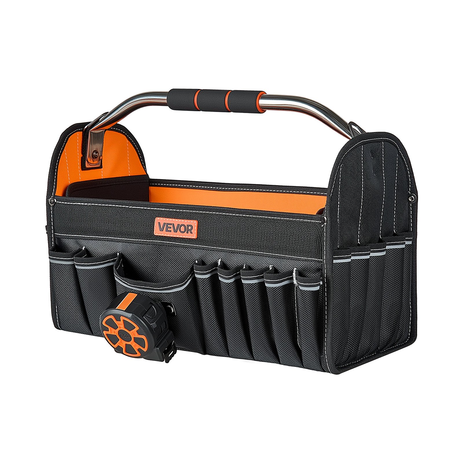 VEVOR Bolsa de Herramientas de 410 mm con 33 Bolsillos, Apertura Superior, Bolsa Organizadora Portátil con Correa de Hombro Ajustable, Asa, Cremallera Grande para Mecánicos Electricistas Contratistas