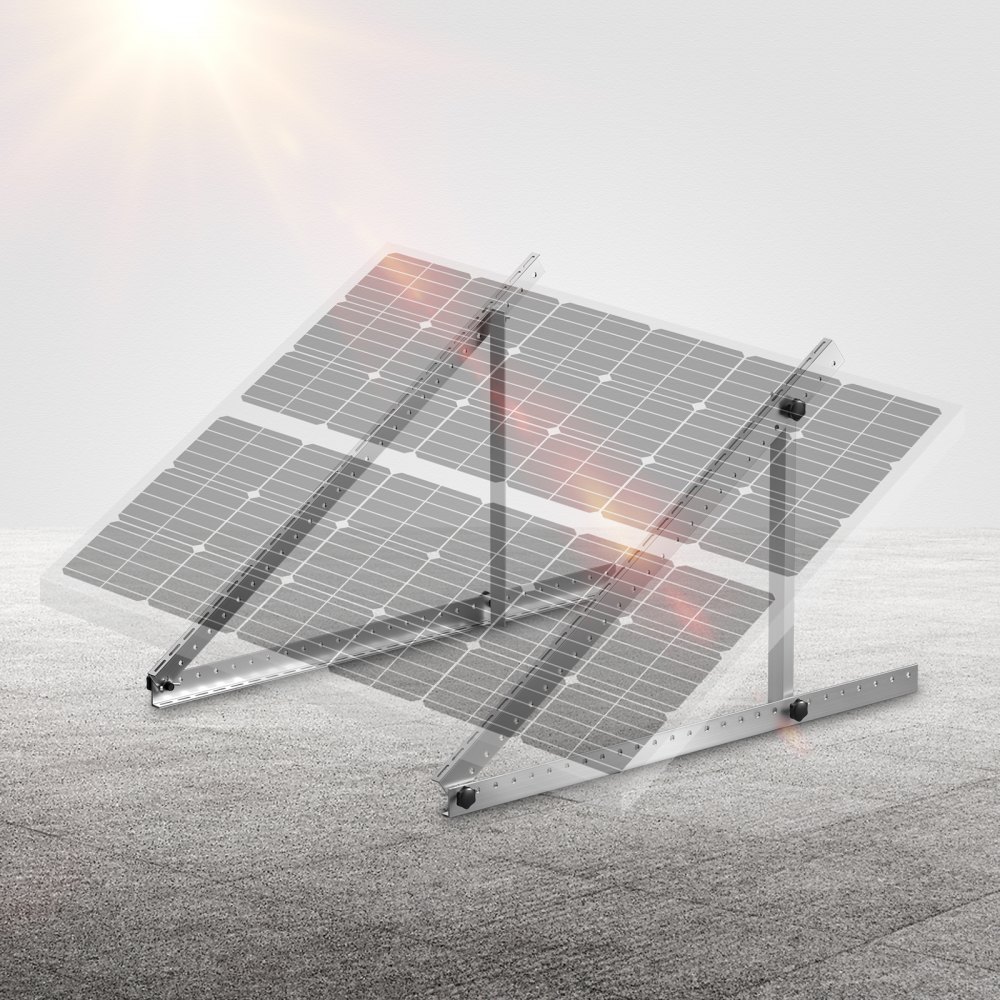 VEVOR Soporte de Panel Solar 114 cm 100-400 W Montaje de Panel Solar Inclinación Ajustable de 0 a 90° Aluminio Ligero con Patas Plegables para RV, Techo, Barcos, Sistema Fuera de la Red 2 Piezas