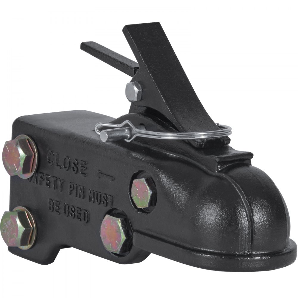 VEVOR Cabezal de Enganche de Remolque para Bola 58,74mm Capacidad de Carga de 6804kg Acoplador de Remolque de Hierro Fundido con Kit de Hardware para Autocaravana, Furgoneta, SUV, Revestimiento, Negro