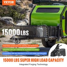 VEVOR Cabezal de Enganche de Remolque para Bola 58,74mm Capacidad de Carga de 6804kg Acoplador de Remolque de Hierro Fundido con Kit de Hardware para Autocaravana, Furgoneta, SUV, Revestimiento, Negro