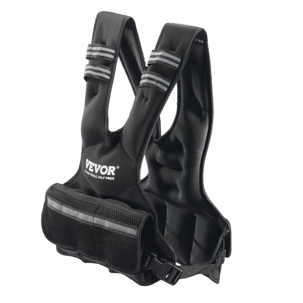 VEVOR Chaleco con Peso Ajustable 5-9,1 kg con 6 Pesas de Hierro y Banda Reflectante, Conjunto de Ejercicios con Chaleco con Peso Corporal Unisex, Equipo para Entrenamiento de Fuerza, Correr y Trotar