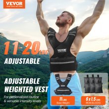 VEVOR Chaleco con Peso Ajustable de 5-9,1 kg Unisex Entrenamiento Fuerza Carrera