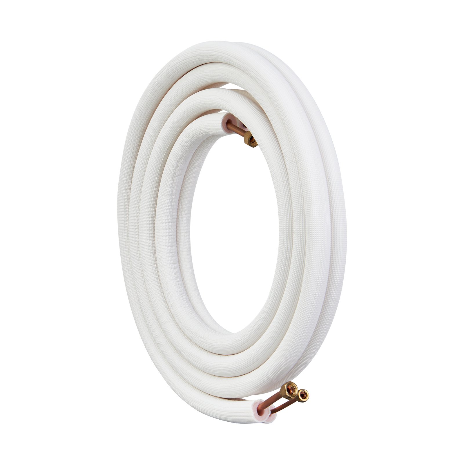 VEVOR Juego de mini líneas divididas de 4876,8 mm, tubos de cobre de 6,4 y 9,5 mm de diámetro exterior y aislamiento de triple capa, para equipos de aire acondicionado o bomba de calefacción y HVAC con accesorios ricos (cable de conexión de 18 pies)
