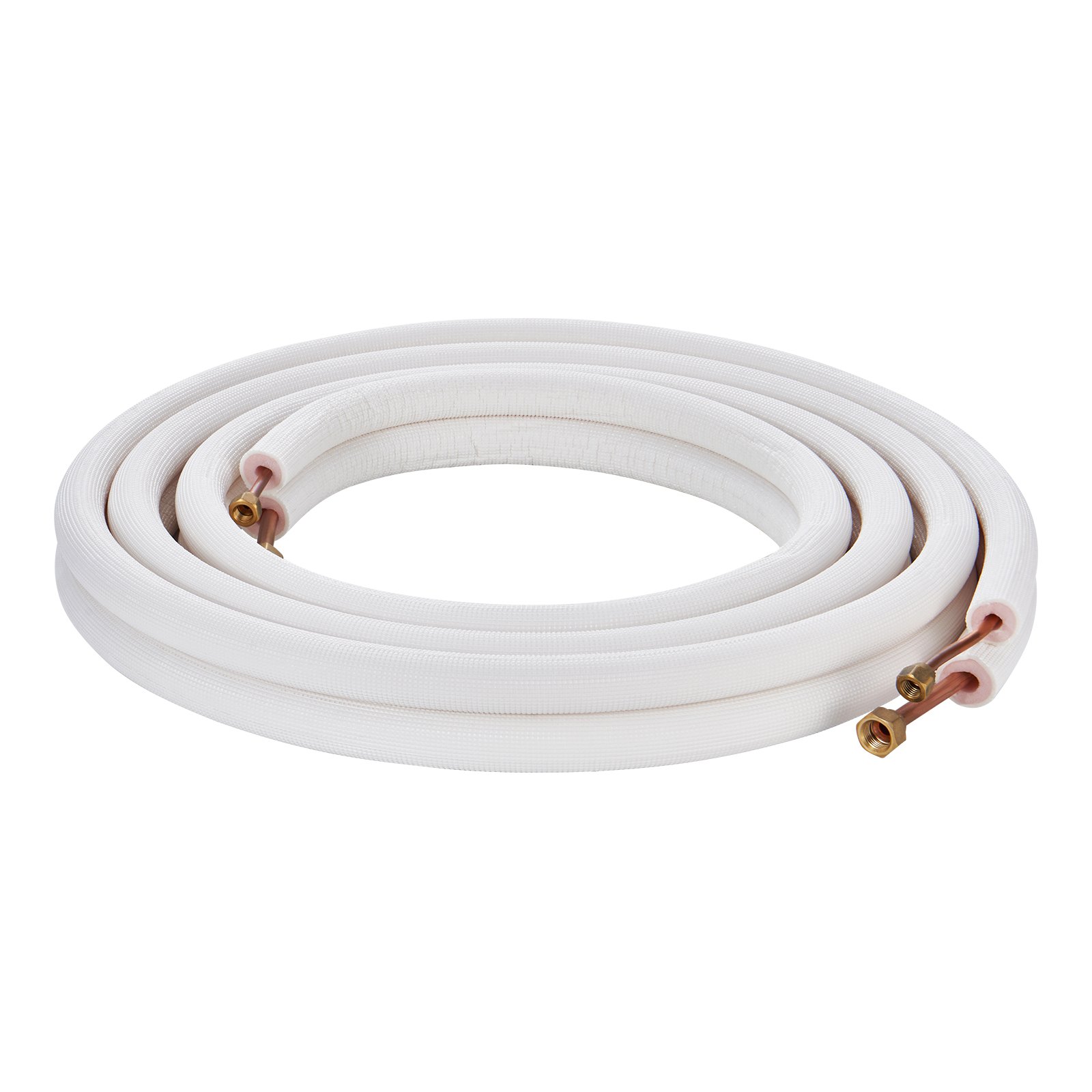 VEVOR Juego de mini líneas divididas de 4876,8 mm, tubos de cobre de 6,4 y 9,5 mm de diámetro exterior y aislamiento de triple capa, para equipos de aire acondicionado o bomba de calefacción y HVAC con accesorios ricos (cable de conexión de 18 pies)