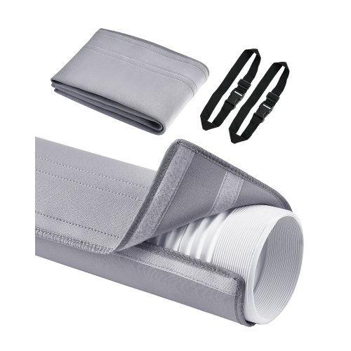 VEVOR Funda Protectora para Manguera de Aire Acondicionado, Funda Protectora para Conducto de Ventilación de Aire Acondicionado Portátil, con 2 Correas de Hebilla Ajustables, Gris, 1460 x 535 x 5 mm