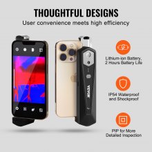 VEVOR Cámara de imagen térmica para Android e IOS, cámara termográfica infrarroja inalámbrica con resolución IR de 256 x 192 con WiFi y cámara visual 25 Hz para teléfono inteligente, -4°F-1022°F, IP54