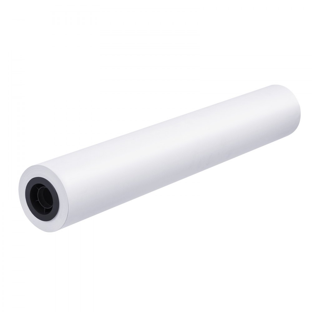 VEVOR Rollos de Papel de Formato Ancho, 609,6 mm Ancho y 45,7 m Largo, 8 Rollos, Ideal para Dibujos CAD, Planos Técnicos, Mapas GIS, Diseños Arquitectónicos y Papel para Plotter, Blanco Brillante