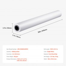 VEVOR Papel de Formato 80 g/㎡ Ancho de 914,4 mm Longitud de 45,7 m 4 Rollos