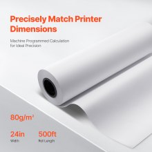 VEVOR Papel de Formato 80 g/㎡ Ancho de 609,6 mm Longitud de 152,4 m 2 Rollos