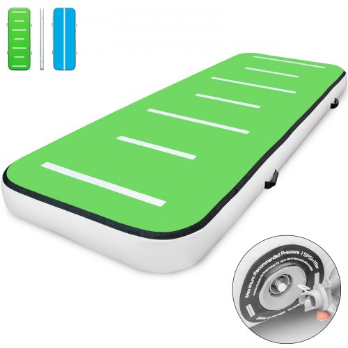 VEVOR Colchoneta de Ejercicios Gimnasia 300x100x10CM Colchonetas Gimnasio Alfombra Inflable Colchoneta Inflable de Gimnasia Alfombra de Entrenamiento sin Bomba Azul y Verde