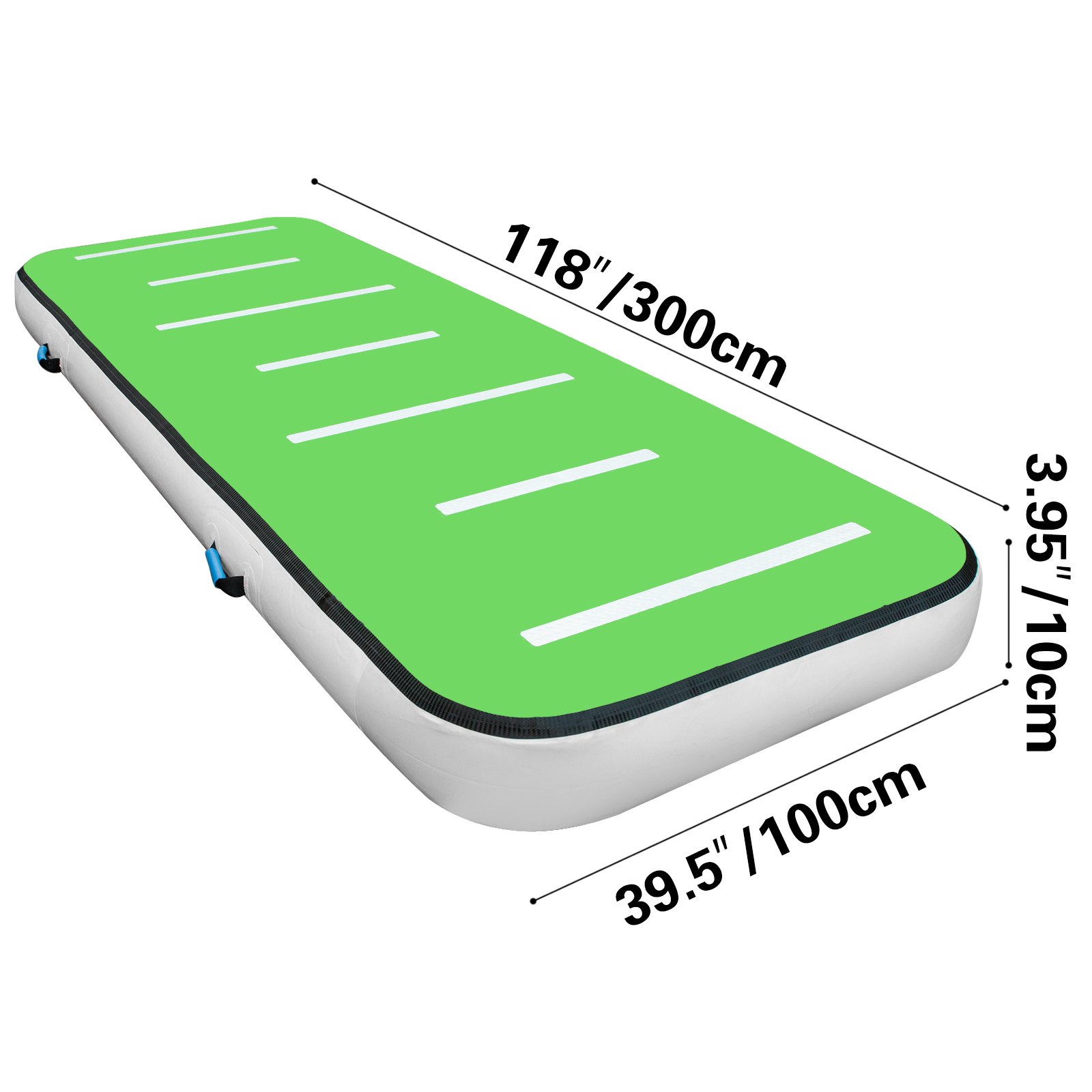 VEVOR Colchoneta de Ejercicios Gimnasia 300x100x10CM Colchonetas Gimnasio Alfombra Inflable Colchoneta Inflable de Gimnasia Alfombra de Entrenamiento sin Bomba Azul y Verde
