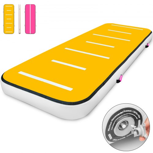 VEVOR Colchoneta de Ejercicios Gimnasia 300x100x10CM Colchonetas Gimnasio 300x100x10CM Alfombra Inflable Colchoneta Inflable de Gimnasia Alfombra de Entrenamiento sin Bomba Rojo y Amarillo