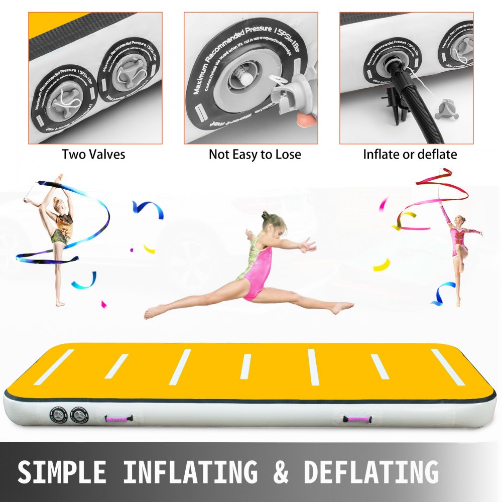 VEVOR Colchoneta de Ejercicios Gimnasia 300x100x10CM Colchonetas Gimnasio 300x100x10CM Alfombra Inflable Colchoneta Inflable de Gimnasia Alfombra de Entrenamiento sin Bomba Rojo y Amarillo