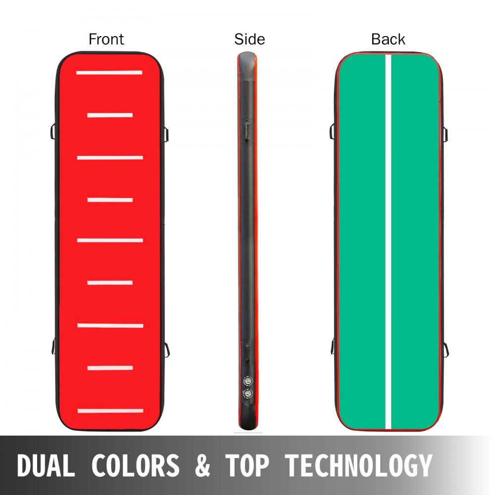 VEVOR Colchoneta de Ejercicios Gimnasia 400x100x10CM Colchonetas Gimnasio 400x100x10CM Alfombra Inflable Colchoneta Inflable de Gimnasia Alfombra de Entrenamiento sin Bomba Rojo y Verde