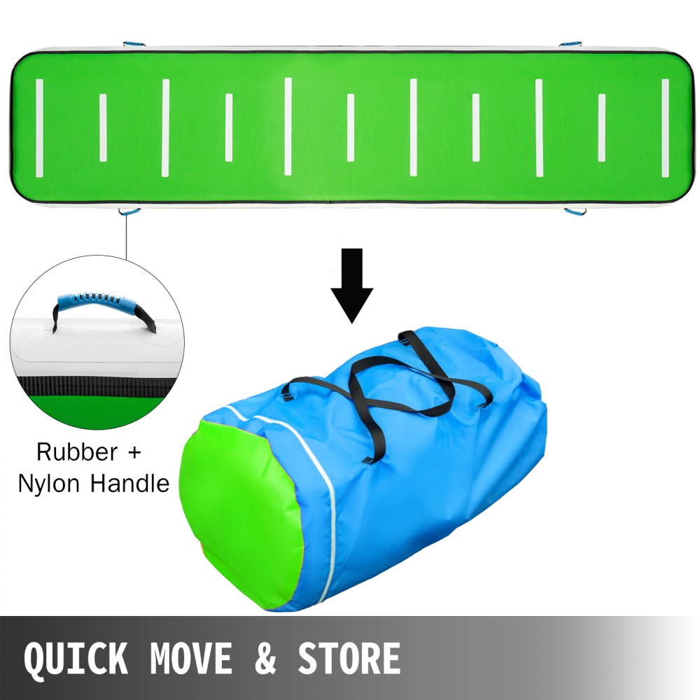 Alfombrilla Hinchable Colchoneta Inflable 500x100x10CM Pista de Aire para Gimnasia sin Bomba para Yoga Entrenamiento Azul y Verde