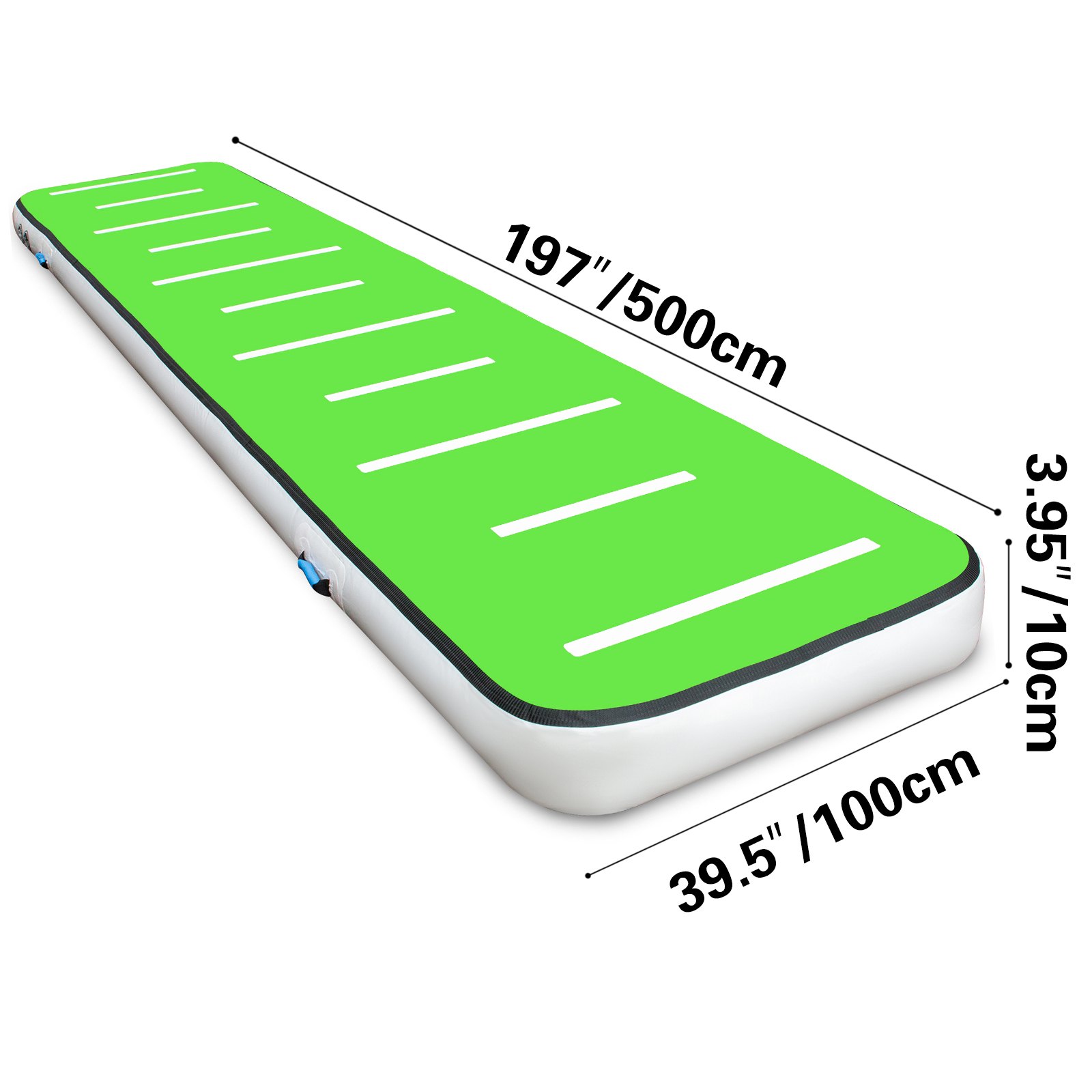 Alfombrilla Hinchable Colchoneta Inflable 500x100x10CM Pista de Aire para Gimnasia sin Bomba para Yoga Entrenamiento Azul y Verde