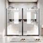 VEVOR Mampara de Ducha Fija de 86,4 x 187 cm, Semimarco, para Baño, de Cristal Templado Transparente de 8 mm de Grosor, con Junta Inferior y Herrajes, Transparente y Duradero para el Uso Diario