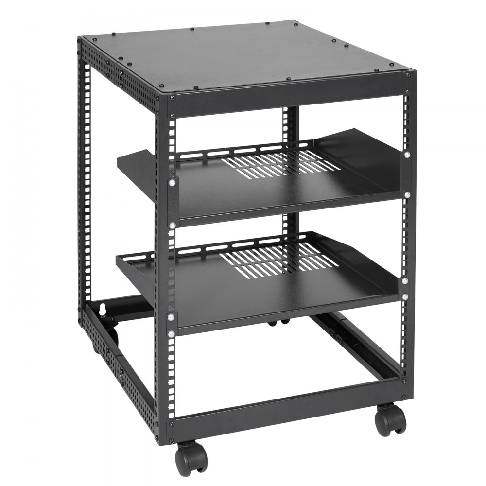 VEVOR 12U Open Frame Server Rack, 15-40" Adjustable Depth, Freestanding/Wall Mounted Network Server Rack, 4-Post AV Rack with Casters for All Your Network IT Equipment and AV Equipment