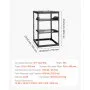 VEVOR Rack de Red Abierto de 16U, 585 mm de Profundidad, Rack de Servidores de Pared o de Suelo, Resistente 4 Postes, con Estantes Ventilados y Herrajes de Montaje, para Todo Equipo de Red/IT/AV