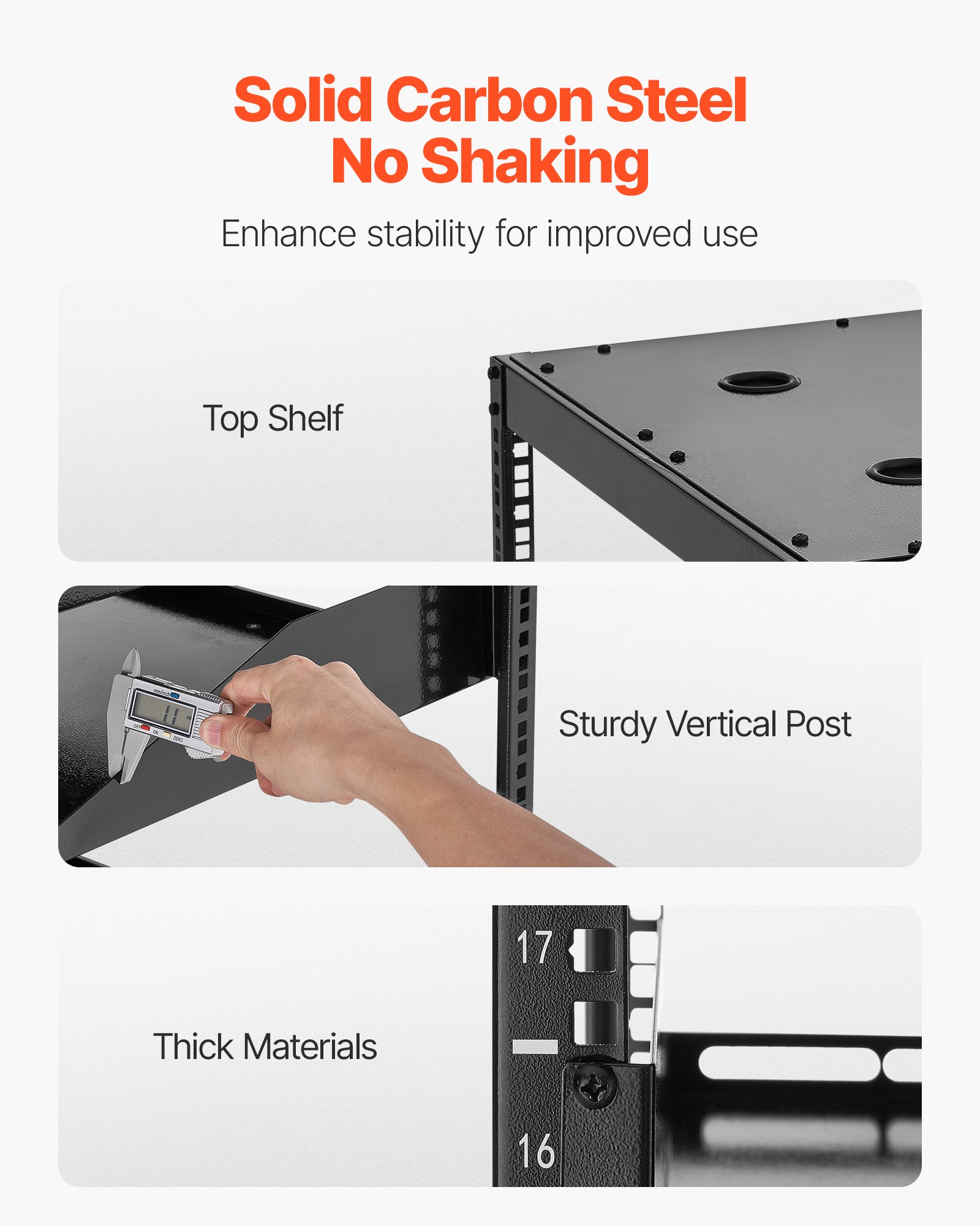 VEVOR Rack de Red Abierto de 20U, 585 mm de Profundidad, Rack de Servidores de Pared o de Suelo, Resistente 4 Postes, con Estantes Ventilados y Herrajes de Montaje, para Todo Equipo de Red/IT/AV