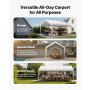 VEVOR Carport, 3.05x6.09x2.87 m Car Shelter, Tent Garage, Garage Tent, Galvanized Car Shelter, UV-Resistant, Year-Round Protection, Storage Shed for Car, Boat, Motorcycle, White