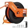 VEVOR Carrete de Manguera de Aire Retráctil 4 Piezas Manguera de Aire Híbrida 3/8" 15,24 m Máxima 300 PSI Carrete de Brazo Único Resistente para Montaje en Techo o Pared Soporte Giratorio de 180°