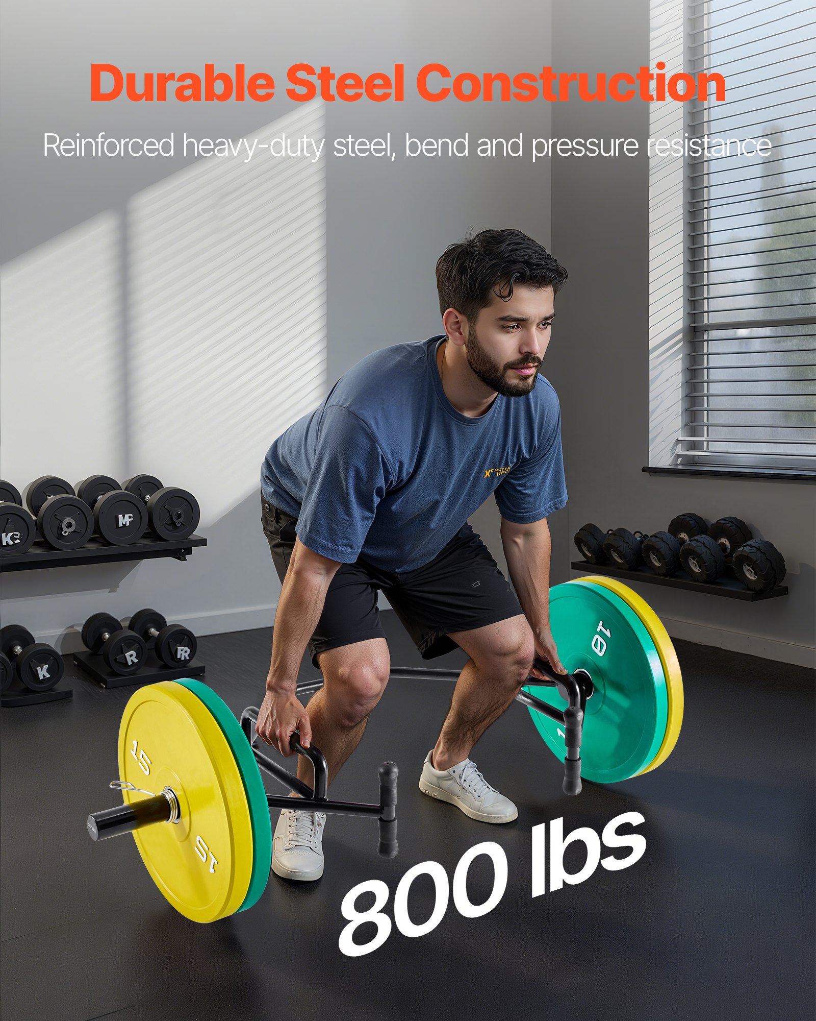 VEVOR Barra Hexagonal con Estructura Abierta, Capacidad de 360 kg, Barras para Encogimientos de Hombros con Agarres Moleteados, Equipo de Levantamiento de Pesas y Entrenamiento de Fuerza, Negro