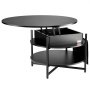VEVOR Mesa de Centro con Tapa Elevable 900x900x510 mm Mesa de Café Redonda para Salón con Bolsillos de Almacenamiento Adicionales Capacidad de 50 kg Mesa de Centro Emergente para Salón, Negro