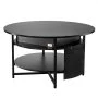 VEVOR Mesa de Centro con Tapa Elevable 900x900x510 mm Mesa de Café Redonda para Salón con Bolsillos de Almacenamiento Adicionales Capacidad de 50 kg Mesa de Centro Emergente para Salón, Negro