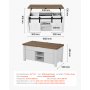 VEVOR Mesa de Centro Elevable 100 cm, Mesa de Café con Puerta Estilo Granero y Compartimento de Almacenamiento Oculto, Mesita de Salón o Comedor Tablero de Color Marrón para Salón, Oficina, Hogar