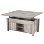 VEVOR 1000 mm Farmhouse Lift Top Coffee Table, Rustic Center Table with Barn Door and Hidden Storage Compartment, Modern Rectangle Lifting Tabletop for Living Room, Office, Home, Easy Assembly, Oak