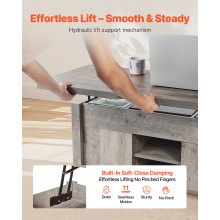 VEVOR Mesa de Centro Elevable 100 cm, Mesa de Café con Puerta Estilo Granero y Compartimento de Almacenamiento Oculto, Mesita de Salón o Comedor de Madera para Salón, Oficina, Hogar, Roble Rústico