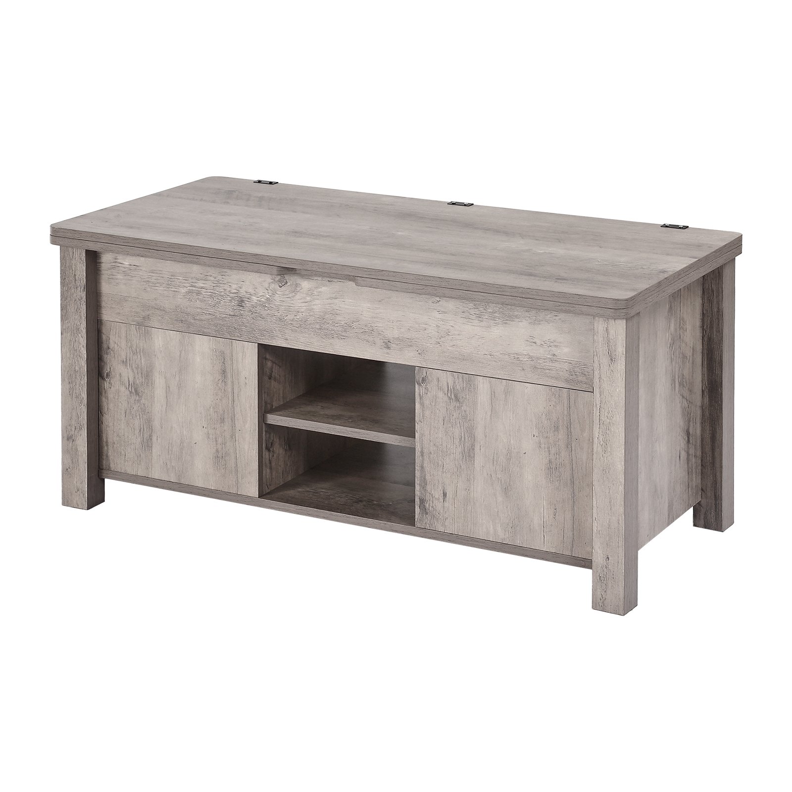 VEVOR Mesa de Centro Elevable 100 cm, Mesa de Café con Puerta Estilo Granero y Compartimento de Almacenamiento Oculto, Mesita de Salón o Comedor de Madera para Salón, Oficina, Hogar, Roble Rústico