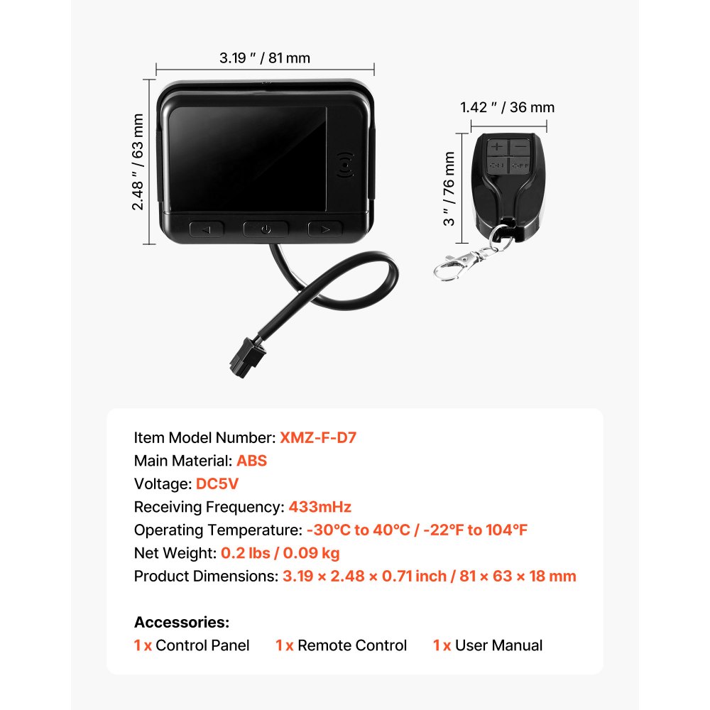 VEVOR Controlador de Calentador de Aire Diésel, con Pantalla LCD y Control Remoto, Interruptor de Termostato Universal para Calentadores de Estacionamiento de 2 kW, 5 kW y 8 kW, 81 x 63 x 18 mm