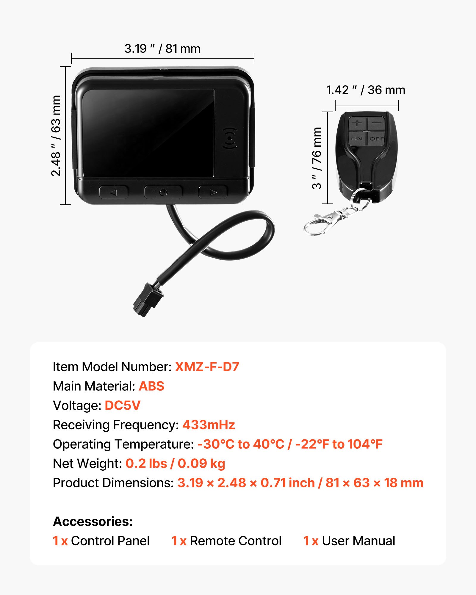 VEVOR Controlador de Calentador de Aire Diésel, con Pantalla LCD y Control Remoto, Interruptor de Termostato Universal para Calentadores de Estacionamiento de 2 kW, 5 kW y 8 kW, 81 x 63 x 18 mm