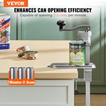 VEVOR Abrelatas Duradero Manual de Sobremesa para Latas de hasta 30 cm de Altura, Altura Ajustable, con Tornillos y Abrazadera de Mesa, para Restaurantes y Hoteles, 253 x 113 x 742 mm, Plata