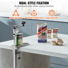 VEVOR Abrelatas Duradero Manual de Sobremesa para Latas de hasta 30 cm de Altura, Altura Ajustable, con Tornillos y Abrazadera de Mesa, para Restaurantes y Hoteles, 253 x 113 x 742 mm, Plata