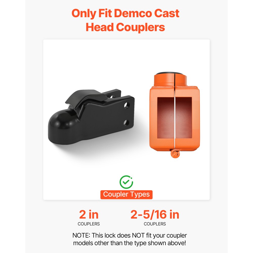 VEVOR Bloqueo de Enganche de Remolque Compatible con Acoplador de Flujo de Aire Fundido de 50,6 y 58,6 mm con 3 Llaves para Asegurar Cadenas de Seguridad Resistente a Corrosión para Remolques de RV