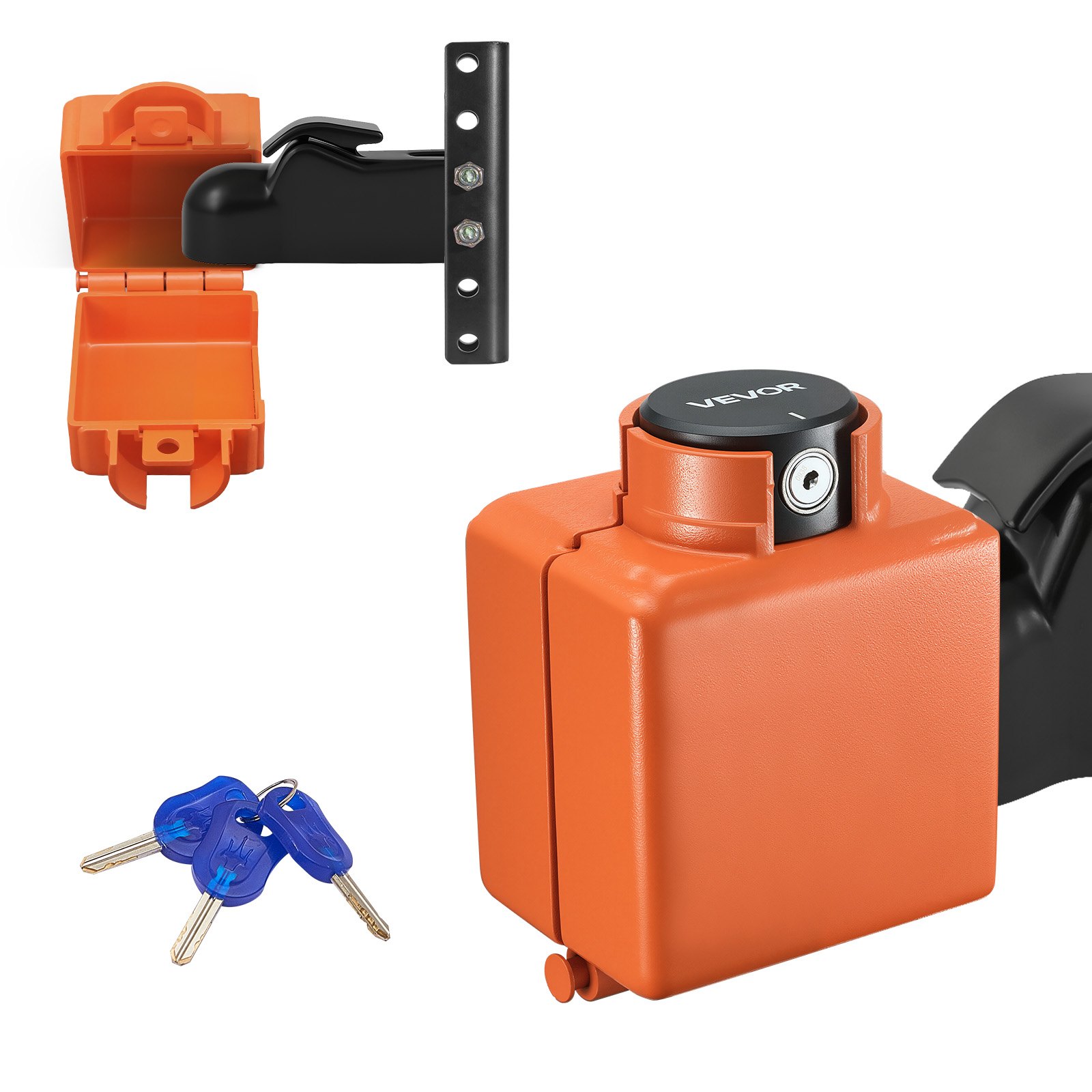 VEVOR Bloqueo de Enganche de Remolque Compatible con Acoplador de Flujo de Aire Fundido de 50,6 y 58,6 mm con 3 Llaves para Asegurar Cadenas de Seguridad Resistente a Corrosión para Remolques de RV