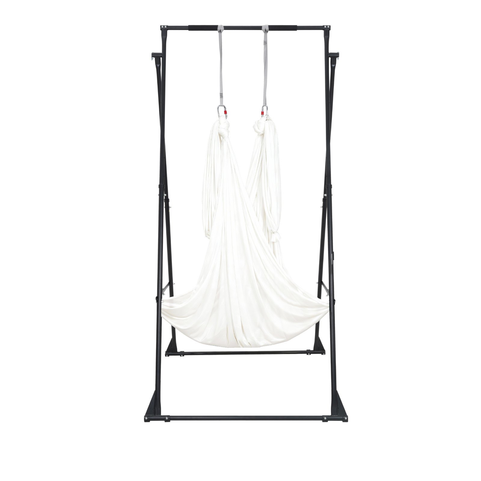 VEVOR Soporte de Yoga con Estructura Triangular Capacidad de 200 kg, Soporte Aéreo de Tela con Espuma EVA y Hamaca de Yoga de 6,6 yardas, Ajuste Horizontal de 4 Niveles y Vertical de 6 Niveles