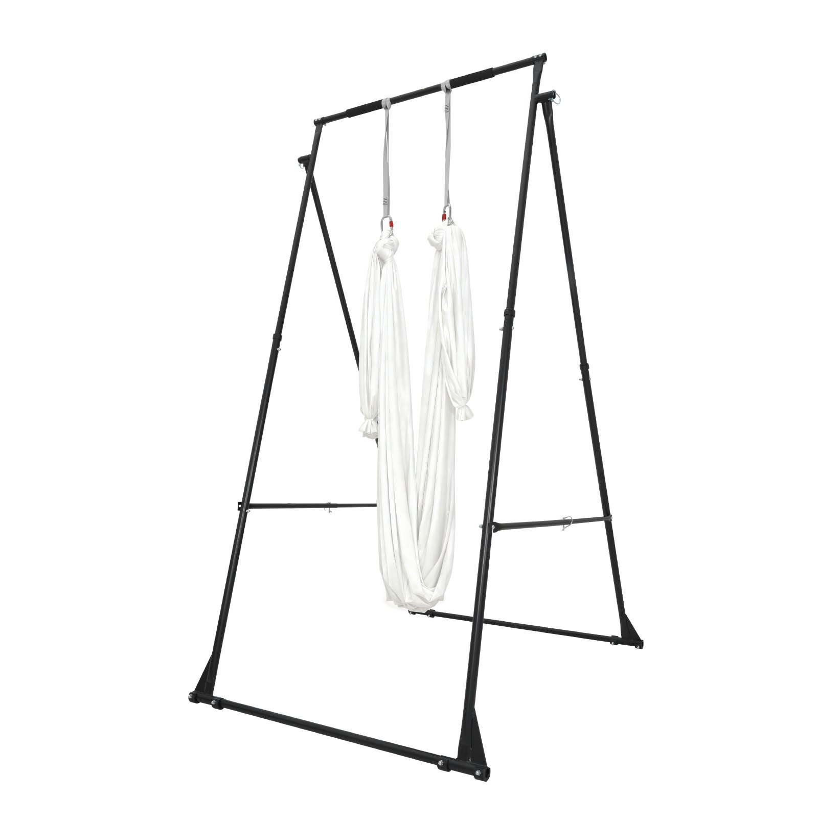 VEVOR Soporte de Yoga con Estructura Triangular Capacidad de 200 kg, Soporte Aéreo de Tela con Espuma EVA y Hamaca de Yoga de 6,6 yardas, Ajuste Horizontal de 4 Niveles y Vertical de 6 Niveles