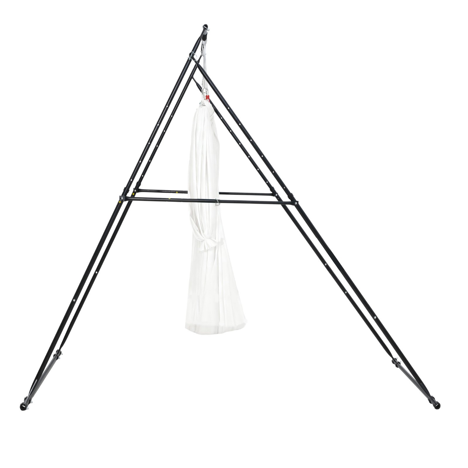 VEVOR Soporte de Yoga con Estructura Triangular Capacidad de 200 kg, Soporte Aéreo de Tela con Espuma EVA y Hamaca de Yoga de 6,6 yardas, Ajuste Horizontal de 4 Niveles y Vertical de 6 Niveles