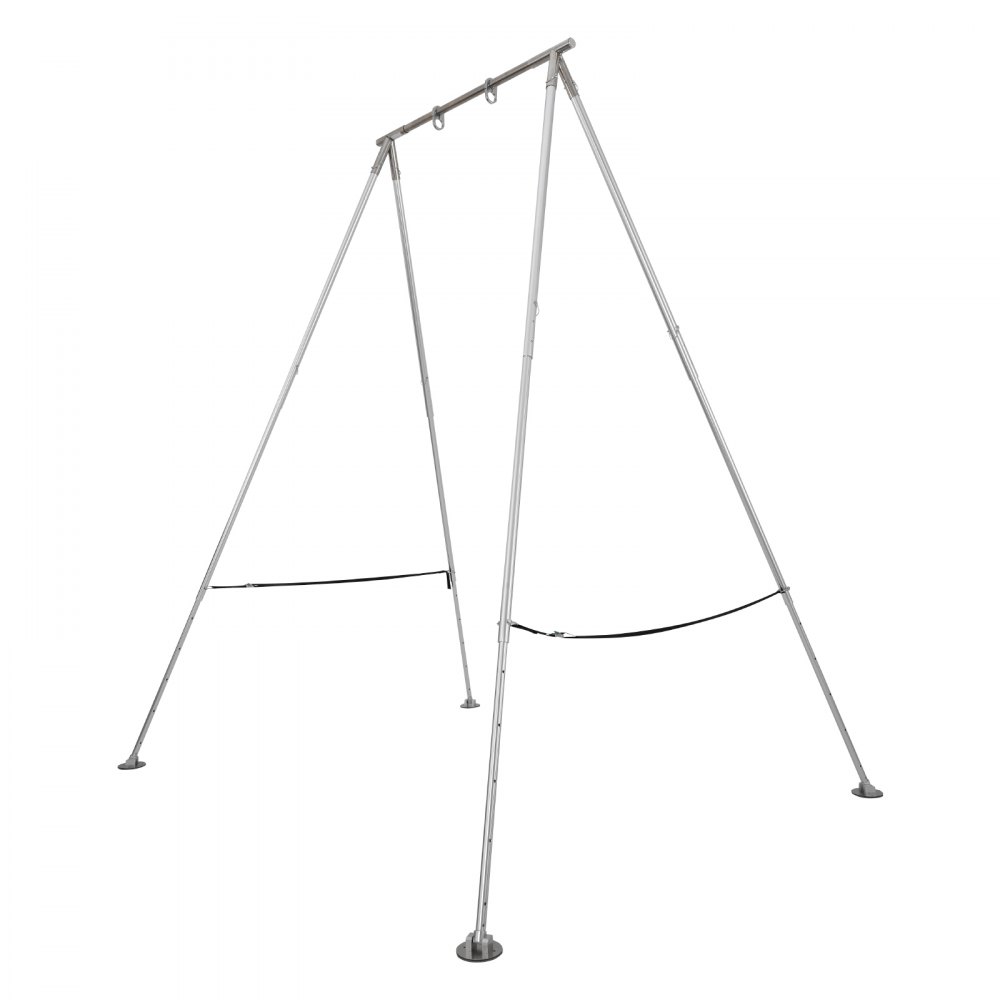 VEVOR Soporte de Yoga Aéreo, con Estructura Triangular, Carga Máxima de 140,6 kg, Aleación de Aluminio, Soporte para Telas Aéreas con Patas de Aluminio Ajustables en Altura, 3200 x 2780 x 3480 mm