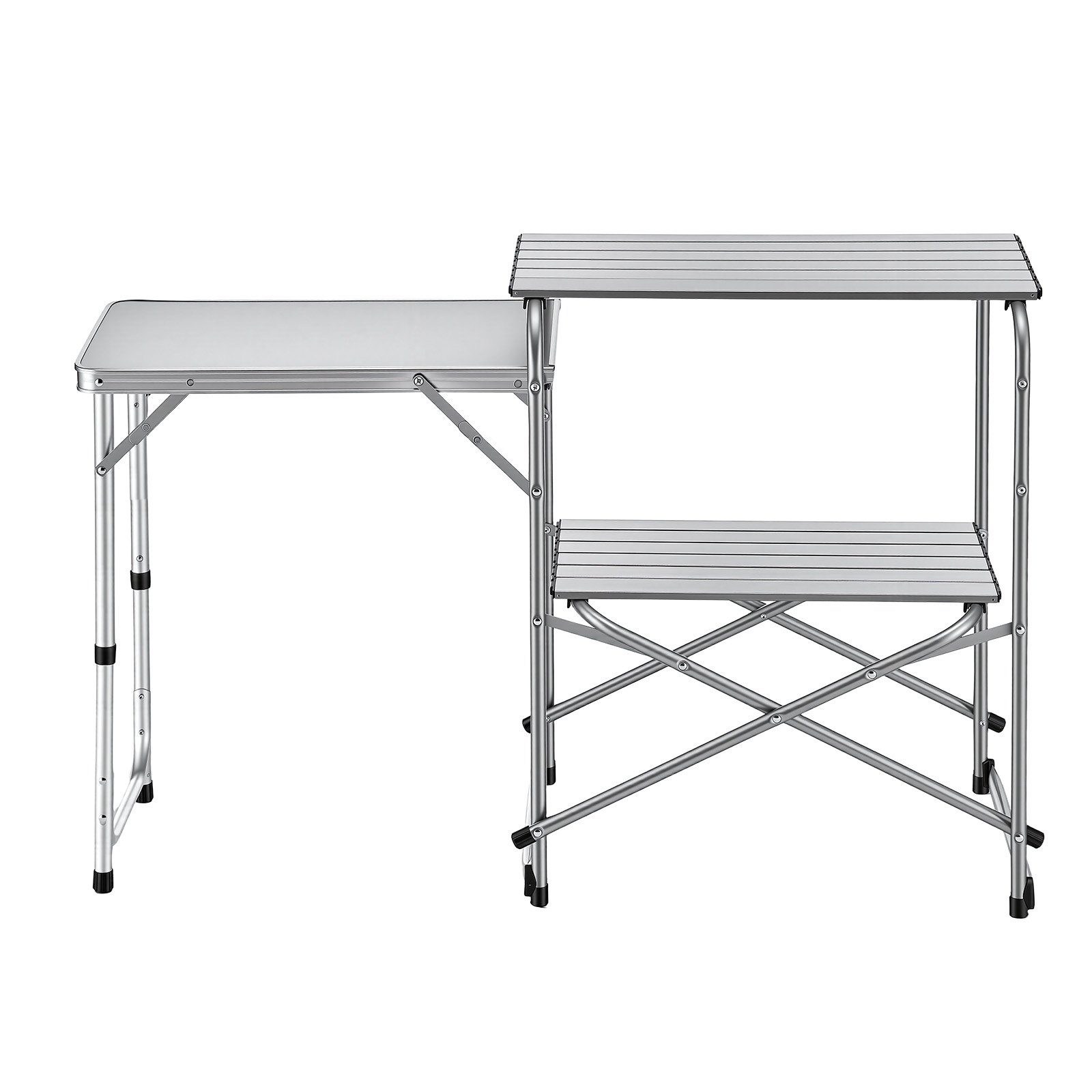 VEVOR Cocina de Camping Plegable 117 x 45 x 80 cm, Mueble de Cocina para Acampar con Mesa Auxiliar y Bolsa de Transporte, Mesa de Camping para Picnic, Barbacoa, Fiesta, Viajes en Autocaravana