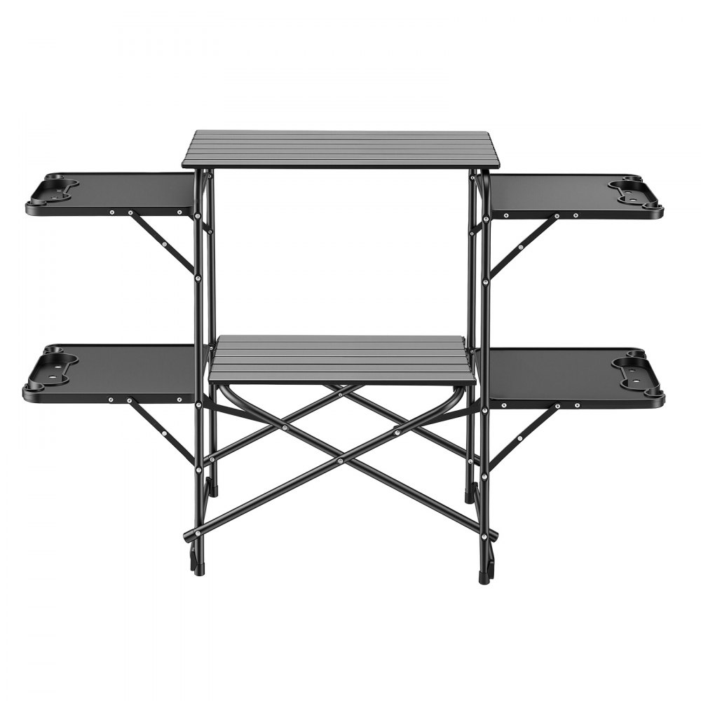 VEVOR Cocina de Camping Plegable 130 x 45 x 90 cm, Mueble de Cocina para Acampar con 4 Mesas Laterales y Bolsa de Transporte, Mesa de Camping para Picnic, Barbacoa, Fiesta, Viajes en Autocaravana