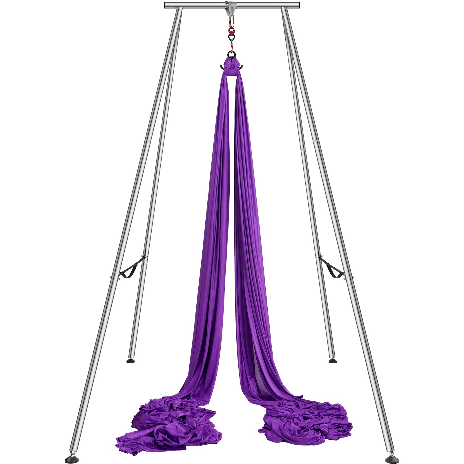VEVOR Kit de Hamaca y Columpio Aéreo para Yoga, Soporte de Yoga Profesional 295 cm de Altura, Hamaca Morada de 12x2,6 m, Capacidad de Carga máxima de 250 kg, para Fitness, Culturismo, Pilates, Púrpura